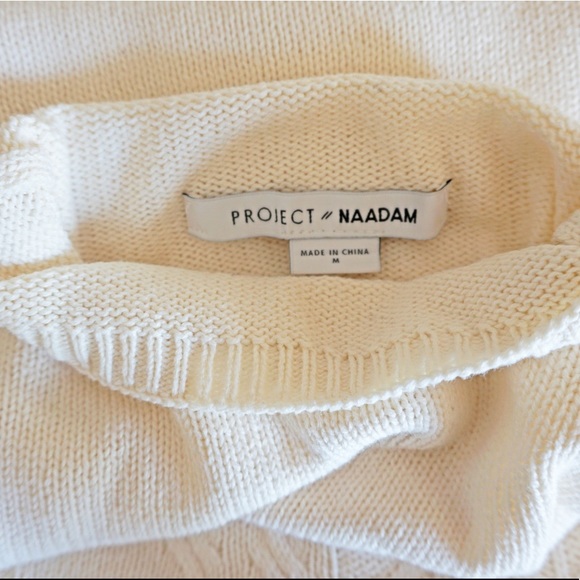 Pre-owned Project Naadam White Ivory Women's Size Medium Ruffle Mock Sweater - Picture 5 of 7
